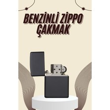 Epilons Çakmak Parlak Siyah Benzinli Çakmak Cep Boy Doldurulabilir