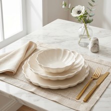 Tezyinat Wood Habbe Yalın 18 Parça 6 Kişilik Porselen Yemek Takımı
