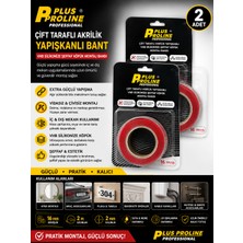 Plus Proline ( 2 Adet ) 16 mm 2 Metre | Çift Taraflı Akrilik Vhb Şeffaf Köpük Montaj Bandı | Güçlü Yapıştırıcı | Iç & Dış Mekan | Silikonize Çift Taraflı Bant