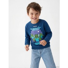 Lc Waikiki Yeni Sezon Minecraft Baskılı Erkek Çocuk Kalın Sweatshirt