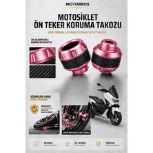 Motobros Motosiklet Aks Koruma Takozu Yamaha Nmax Uyumlu Motosiklet Ön Teker Takozu - Pembe Renk - 2 Adet
