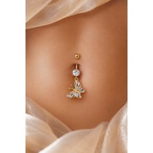 Sacce Scarves & Accessories Sacce Scarves&Accessories Çelik Kelebek Figürlü Göbek Piercing Gold