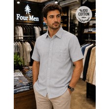 Eren Style Linen Keten Klasik %100 Cotton Kısa Kollu Terletmeyen Gömlek