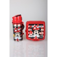 x Dekomus Lisanslı Minnie Mouse 500 ml Çelik Matara ve Beslenme Kabı Seti