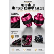 Motobros Motosiklet Aks Koruma Takozu Arora Maxt Uyumlu Motosiklet Ön Teker Takozu - Pembe Renk - 2 Adet