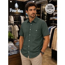 Eren Style Linen Keten Klasik %100 Cotton Kısa Kollu Terletmeyen Gömlek