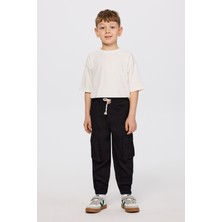 Panço Erkek Çocuk Beli Lastikli Siyah Pantolon