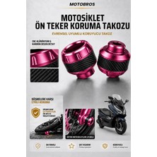 Motobros Motosiklet Aks Koruma Takozu Honda Forza Uyumlu Motosiklet Ön Teker Takozu - Pembe Renk - 2 Adet