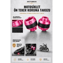 Motobros Motosiklet Aks Koruma Takozu Bajaj NS200 Uyumlu Motosiklet Ön Teker Takozu - Pembe Renk - 2 Adet