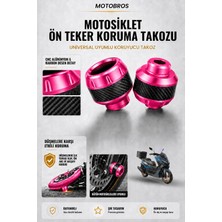 Motobros Motosiklet Aks Koruma Takozu Kuba Newcity Uyumlu Motosiklet Ön Teker Takozu - Pembe Renk - 2 Adet