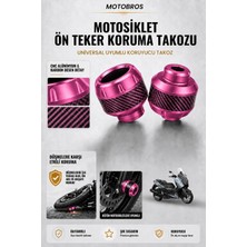 Motobros Motosiklet Aks Koruma Takozu Yamaha Xmax Uyumlu Motosiklet Ön Teker Takozu - Pembe Renk - 2 Adet
