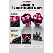 Motobros Motosiklet Aks Koruma Takozu Bajaj Dominar Uyumlu Motosiklet Ön Teker Takozu - Pembe Renk - 2 Adet