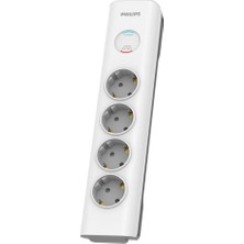 Philips Phılıps SPN7040WA/62, 4 Soket, Akım Korumalı Priz, 600 Joules, 2mt Örgülü Kablo, (Beyaz)