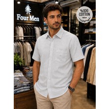 Eren Style Linen Keten Klasik %100 Cotton Kısa Kollu Terletmeyen Gömlek