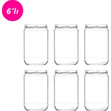 Lav Mercan Cam Kavanoz 6'lı Orta Boy 660 ml Metal Kapaklı (Erzak Saklama/Turşu Kavanozu )