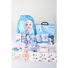 Dekomus Lisanslı Elsa Frozen Ice Glow Colleciton Full Kırtasiye Seti Büyük Boy Okul Çantası,kalem Çantası,beslenme Kabı,matara
