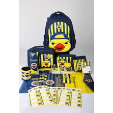 x Dekomus Lisanslı Fenerbahçe Yellow Collection Full Kırtasiye Seti 3D Baskılı Büyük Boy Okul,beslenme ve Kalem Çantası,matara,beslenme Kabı Seti
