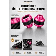 Motobros Motosiklet Aks Koruma Takozu Yamaha MT07 Uyumlu Motosiklet Ön Teker Takozu - Pembe Renk - 2 Adet