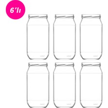 Lav Mercan Cam Kavanoz 6'lı Büyük Boy 1000 ml Metal Kapaklı (Erzak Saklama/Turşu Kavanozu )