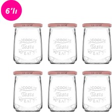 Lav Tasty Cam Kavanoz 6'lı Orta Boy 550 ml Metal Kapaklı (Erzak Saklama/Turşu Kavanozu )