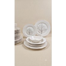 Tezyinat Wood Şebnem Hayat Ağacı Altınyaldız Porselen 24 Parça Yemek Takımı