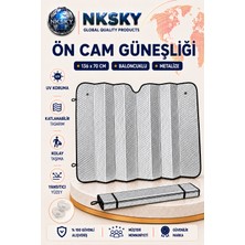 Nksky A Kalite Oto Ön Cam Güneşliği 136X70 cm Baloncuklu Metalize Katlanabilir Araba Güneşlik Perde