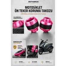 Motobros Motosiklet Aks Koruma Takozu Honda Pcx Uyumlu Motosiklet Ön Teker Takozu - Pembe Renk - 2 Adet