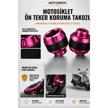 Motobros Motosiklet Aks Koruma Takozu Tvs Apache Uyumlu Motosiklet Ön Teker Takozu - Pembe Renk - 2 Adet
