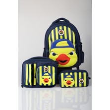 x Dekomus Lisanslı Fenerbahçe Yellow Collection 3D Baskılı Büyük Boy Okul Çantası,beslenme Çantası ve Kalem Çantası
