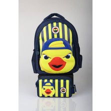 x Dekomus Lisanslı Fenerbahçe Yellow Collection 3D Baskılı Büyük Boy Okul Çantası ve Kalem Çantası Seti