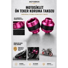 Motobros Motosiklet Aks Koruma Takozu Cf 450SR Uyumlu Motosiklet Ön Teker Takozu - Pembe Renk - 2 Adet