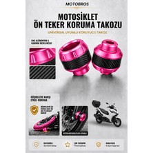 Motobros Motosiklet Aks Koruma Takozu Kuba Vizy Uyumlu Motosiklet Ön Teker Takozu - Pembe Renk - 2 Adet