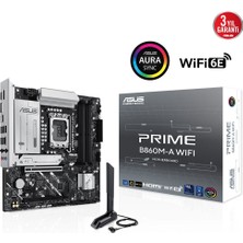 Asus Prıme B860M-A Wıfı, 4xddr5 2x M.2, Hdmı, 2xdp, Wi-Fi 6e, Bluetooth V5.3, Type-C, Intel Core Ult