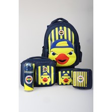 x Dekomus Lisanslı Fenerbahçe Yellow Collection 3D Baskılı Büyük Boy Okul,beslenme ve Kalem Çantası,matara,beslenme Kabı Seti