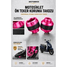 Motobros Motosiklet Aks Koruma Takozu Tvs Jupiter Uyumlu Motosiklet Ön Teker Takozu - Pembe Renk - 2 Adet