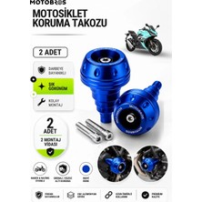 Motobros Motosiklet Koruma Takozu Rks R250 Uyumlu Motor Takozu Egsoz Koruma Takozu Mavi 2’li Set Universal Grenaj Koruma Takozu Montaj Vidalı