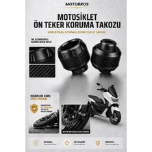 Motobros Motosiklet Aks Koruma Takozu Yamaha Nmax Uyumlu Motosiklet Ön Teker Takozu - Siyah Renk - 2 Adet