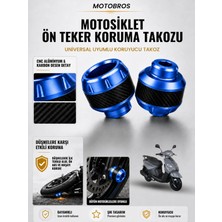 Motobros Motosiklet Aks Koruma Takozu Volta Apec Uyumlu Motosiklet Ön Teker Takozu - Mavi Renk - 2 Adet