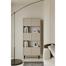 Furnitt Home Hitit Kitaplık 175 cm - Vitrin - Gümüşlük (100% Mdf) Metal Ayak