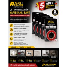 Plus Proline ( 5 Adet ) 16 mm 2 Metre | Çift Taraflı Akrilik Vhb Şeffaf Köpük Montaj Bandı | Güçlü Yapıştırıcı | Iç & Dış Mekan | Silikonize Çift Taraflı Bant