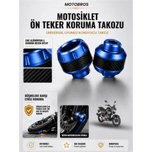 Motobros Motosiklet Aks Koruma Takozu Mondial Driftl Uyumlu Motosiklet Ön Teker Takozu - Mavi Renk - 2 Adet