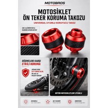 Motobros Motosiklet Aks Koruma Takozu Üniversal Motosiklet Ön Teker Takozu - Kırmızı Renk - 2 Adet
