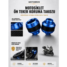 Motobros Motosiklet Aks Koruma Takozu Honda Adv Uyumlu Motosiklet Ön Teker Takozu - Mavi Renk - 2 Adet