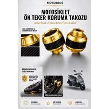 Motobros Motosiklet Aks Koruma Takozu Volta Apec Uyumlu Motosiklet Ön Teker Takozu - Sarı Renk - 2 Adet