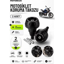 Motobros Motosiklet Koruma Takozu Cfmoto NK250 Uyumlu Motor Takozu Egsoz Koruma Takozu Siyah 2’li Set Universal Grenaj Koruma Takozu Montaj Vidalı