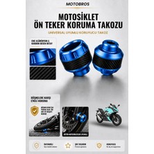 Motobros Motosiklet Aks Koruma Takozu Kuba Vizy Uyumlu Motosiklet Ön Teker Takozu - Mavi Renk - 2 Adet