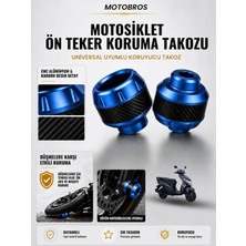 Motobros Motosiklet Aks Koruma Takozu Honda Dio Uyumlu Motosiklet Ön Teker Takozu - Mavi Renk - 2 Adet