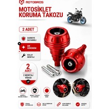 Motobros Motosiklet Koruma Takozu Yamaha Mt-07 Uyumlu Motor Takozu Egsoz Koruma Takozu Kırmızı 2’li Set Universal Grenaj Koruma Takozu Montaj Vidalı
