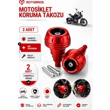 Motobros Motosiklet Koruma Takozu Tvs Apache Uyumlu Motor Takozu Egsoz Koruma Takozu Kırmızı 2’li Set Universal Grenaj Koruma Takozu Montaj Vidalı