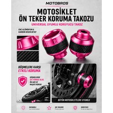 Motobros Motosiklet Aks Koruma Takozu Üniversal Motosiklet Ön Teker Takozu -Pembe Renk - 2 Adet